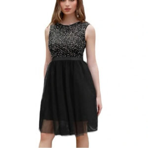 NWT BeryLove Sequin Dress Vintage A Line Formal Swing Tulle Sleeveless
